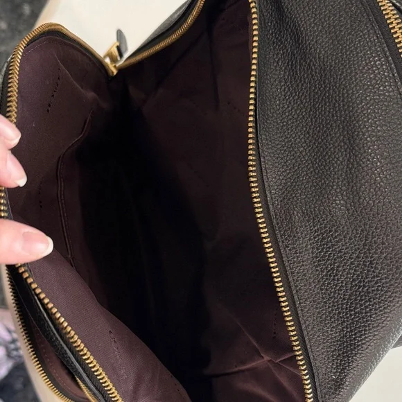 Coach Black Leather Backpack with Gold Accents Backpacks display picture 1
